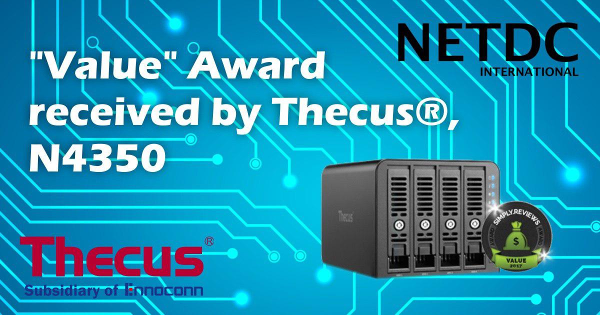 Thecus® N4350 receives “Value” Award from Simply Reviews, UK